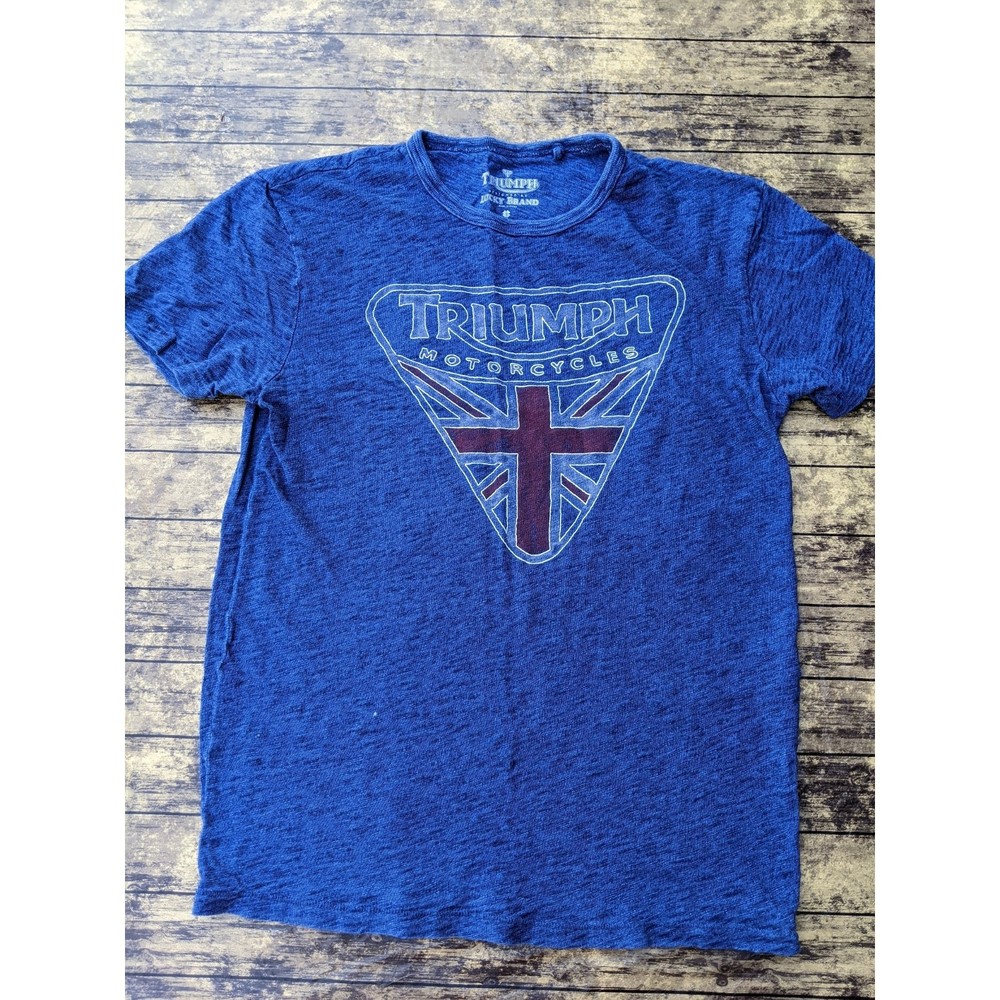 Lucky Brand Triumph Motorcycles Heathered Blue Shirt Small
